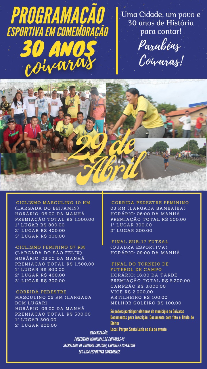 30 ANOS DE COIVARAS: Confira a programação de aniversário da cidade - Imagem 2