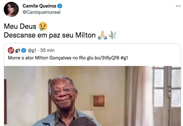 Famosos lamentam morte do Ator Milton Gonçalves, vítima de AVC - imagem 85259