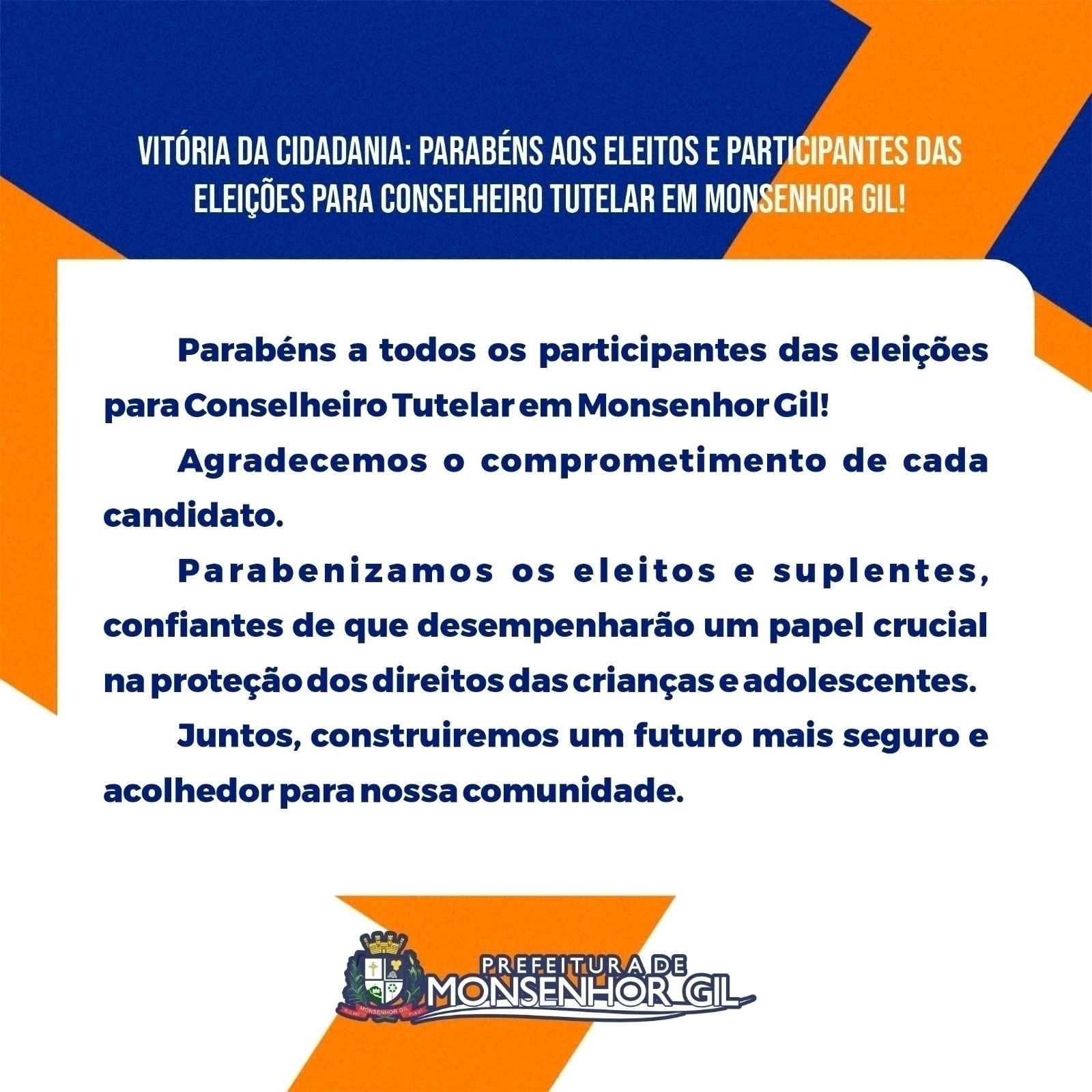 Confira os 05 eleitos para Conselho Tutelar em Monsenhor Gil 