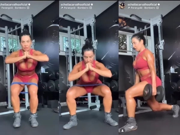 Aos 49, Scheila Carvalho exibe corpo musculoso em treino: 'Pegando fogo'