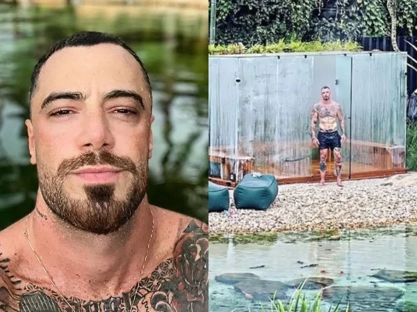 Felipe Titto abre área externa de mansão, com sauna e lago artificial;fotos