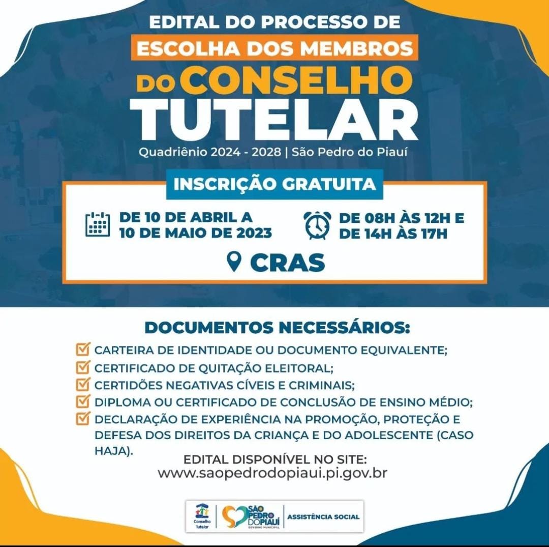 São Pedro do Piauí realizará eleição para o Conselho Tutelar - Imagem 1
