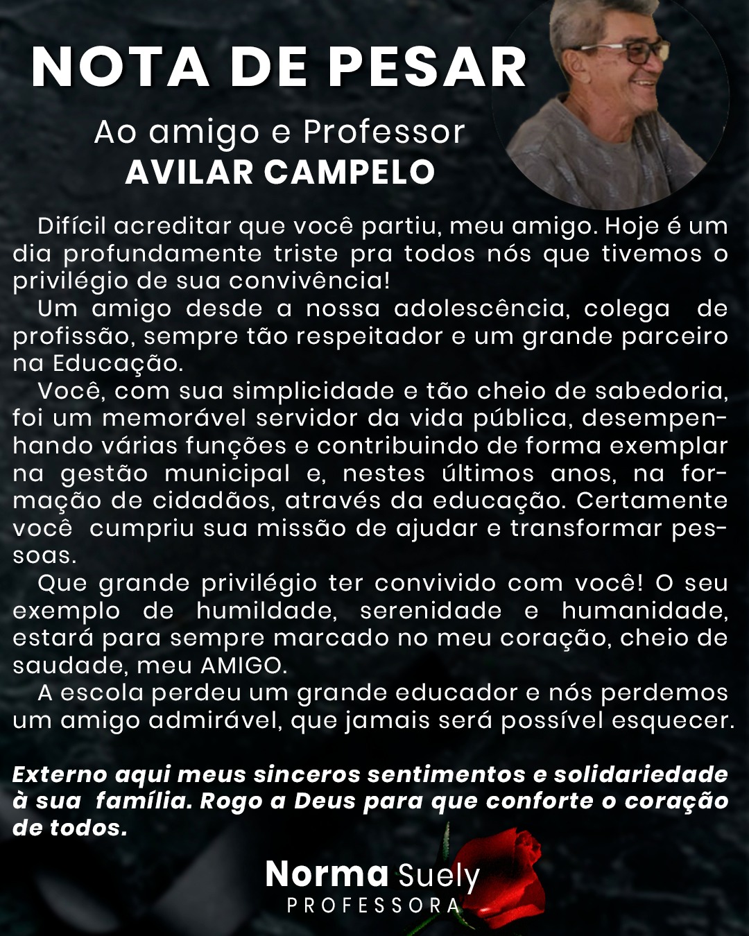 Monsenhor Gil se despede do professor da Rede Municipal , Avilar Carvalho - Imagem 5