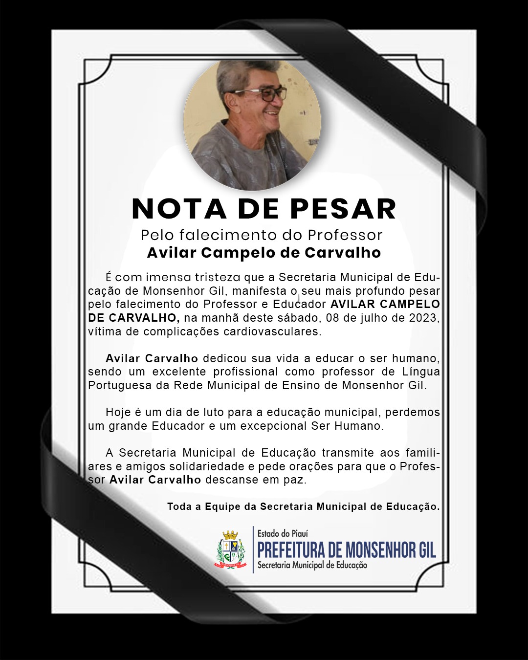 Monsenhor Gil se despede do professor da Rede Municipal , Avilar Carvalho - Imagem 4