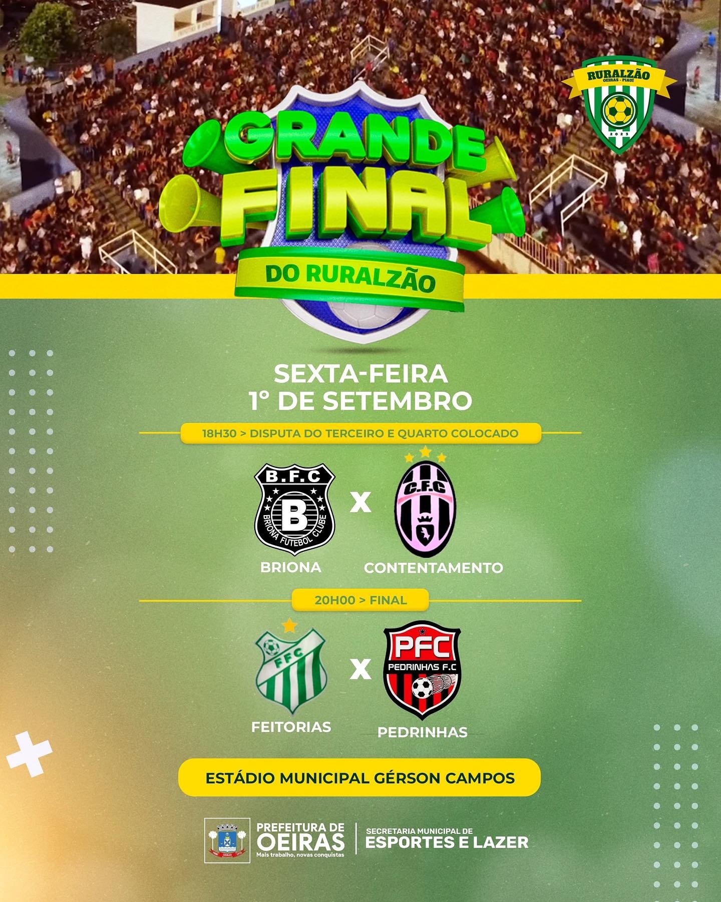 Feitorias e Pedrinhas disputam título do Ruralzão 2023 nesta sexta (1°)