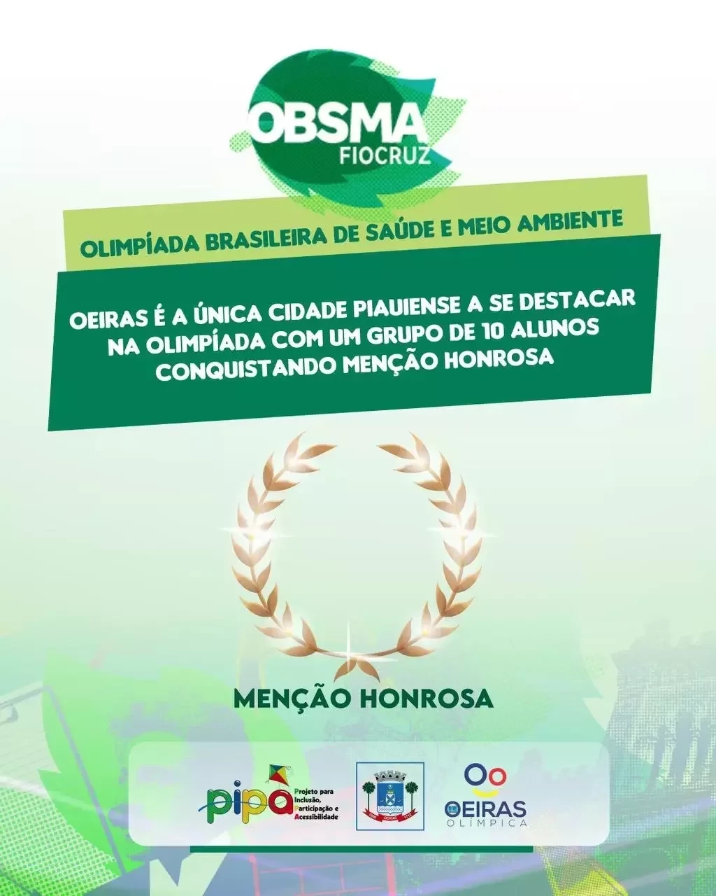 Oeiras é a única cidade do PI premiada na Olimpíada Brasileira de Saúde - Imagem 1