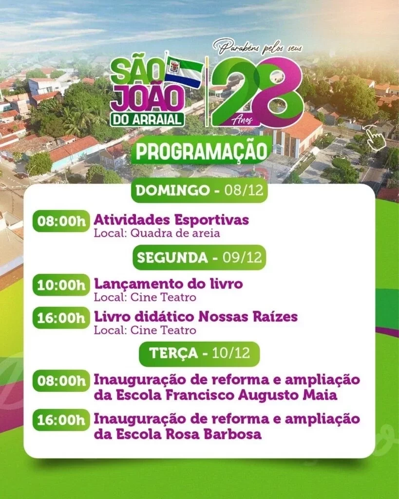 São João do Arraial divulga programação dos 28 anos de Emancipação Política - Imagem 3