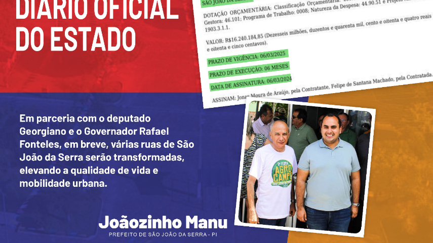 Pavimentação asfáltica para quase todas ruas“é para agora”, disse Georgiano