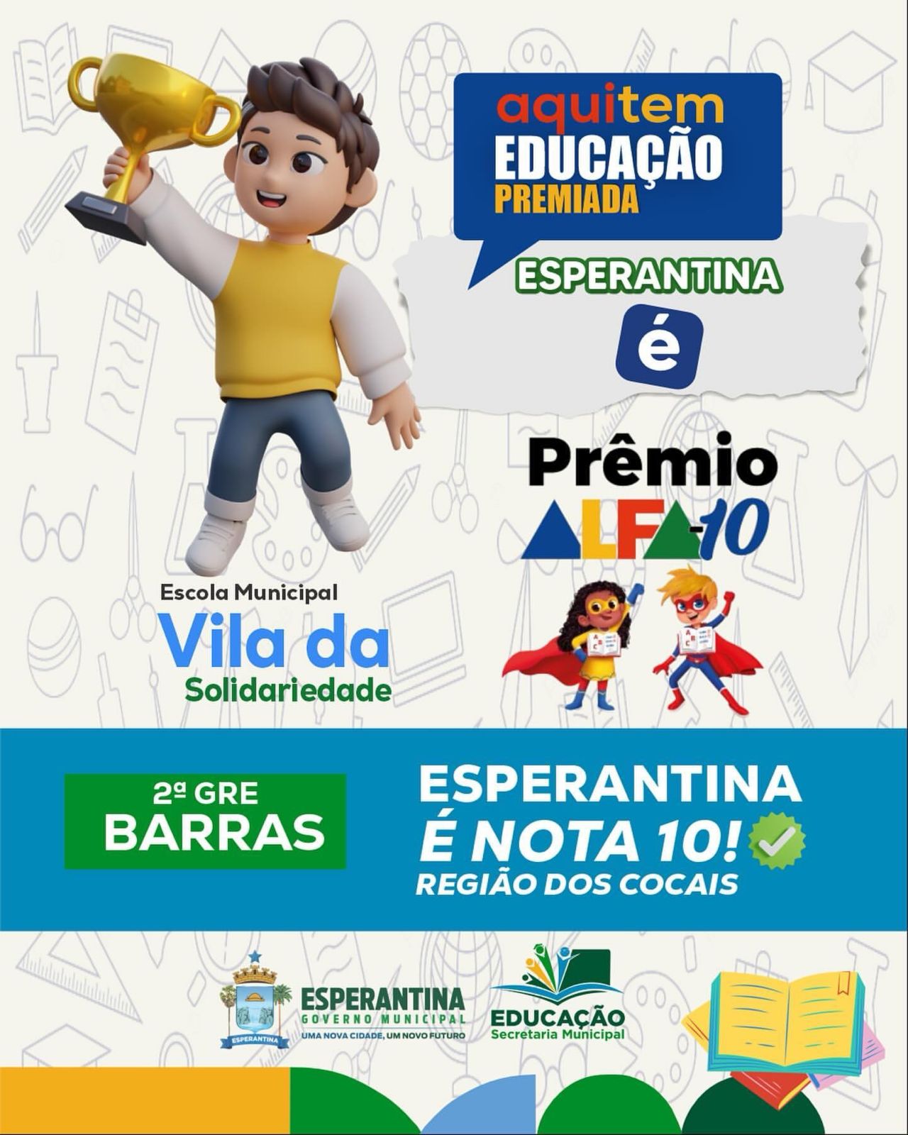 Esperantina se destaca com Prêmio Alfa-10 na Educação. - Imagem 2