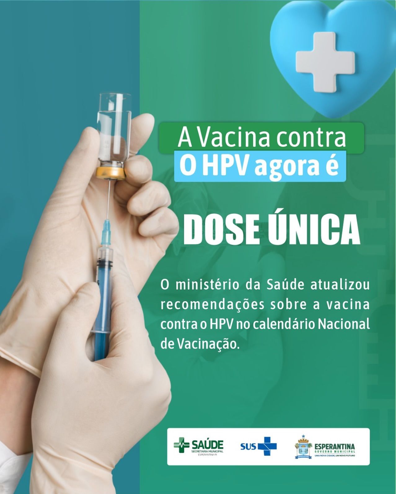 Esperantina adota nova estratégia de vacinação contra o HPV.