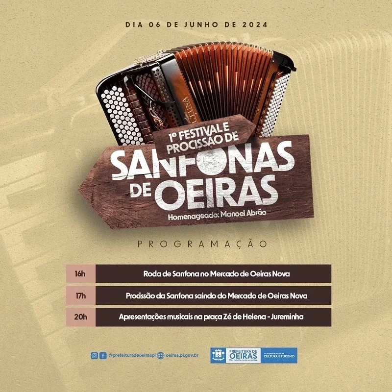 1º Festival e Procissão de Sanfonas de Oeiras acontece nesta quinta (6) - Imagem 1