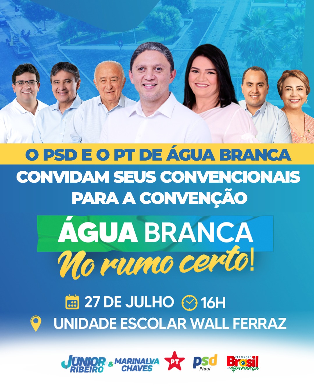 Convenção Partidária de Água Branca acontece neste fim de semana