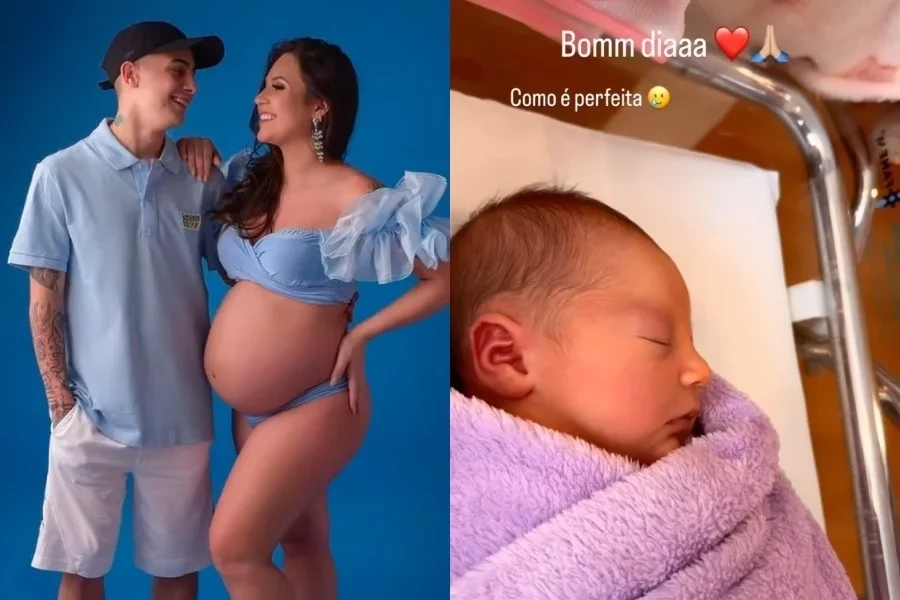 Esposa de MC Hariel mostra pela 1ª vez o rosto da filha Maitê: “Perfeita”
