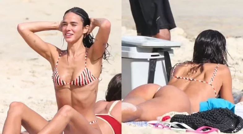 Bruna Marquezine ostenta corpo perfeito em dia de praia com a família no Rio