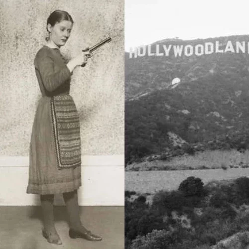  Peg Entwistle e letreiro antigo de Hollywood