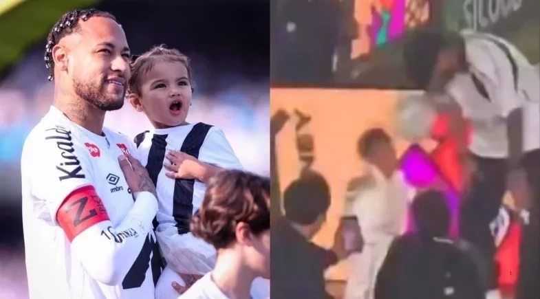 Filha de Neymar leva bolada durante jogo e momento viraliza nas redes sociais