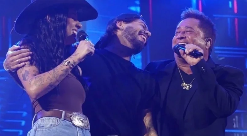 Ana Castela e Zé Felipe fazem participação especial em show de Leonardo no Paraná