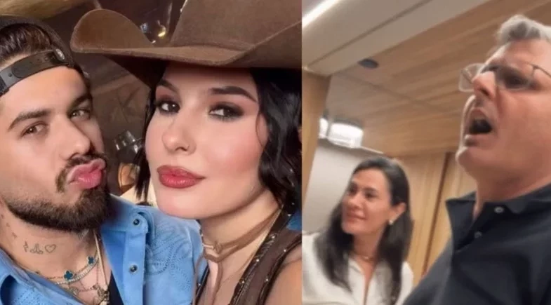 Pai de Ana Castela brinca com “melação” da filha e Zé Felipe durante churrasco 