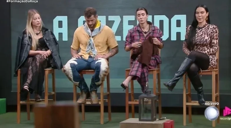 A Fazenda 17: Michelle, Nizam, Saory e Tamires estão na 5ª roça do reality