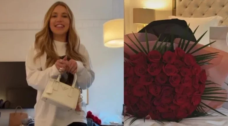 Virginia Fonseca ganha buquê de rosas e presente luxuoso ao desembarcar em Madri