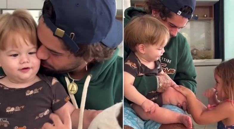 Zé Felipe compartilha sábado com os três filhos e mostra momentos fofos nas redes sociais