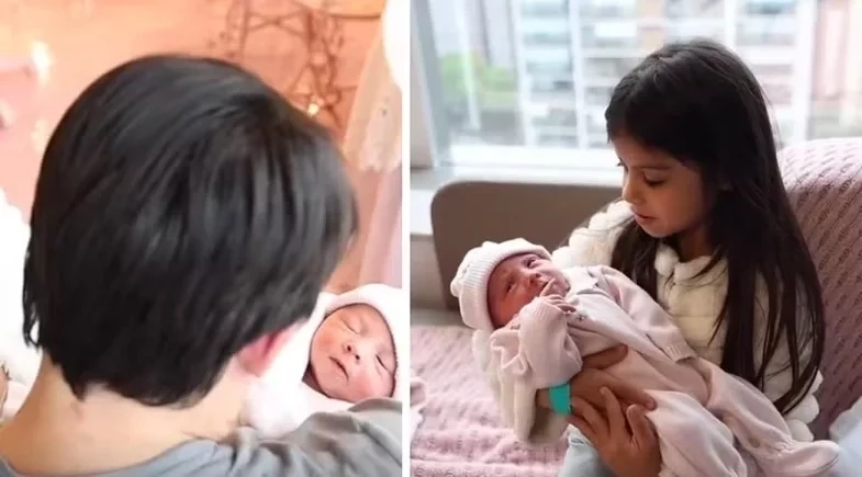 Maíra Cardi publica encontro dos filhos mais velhos com a filha recém-nascida Eloáh