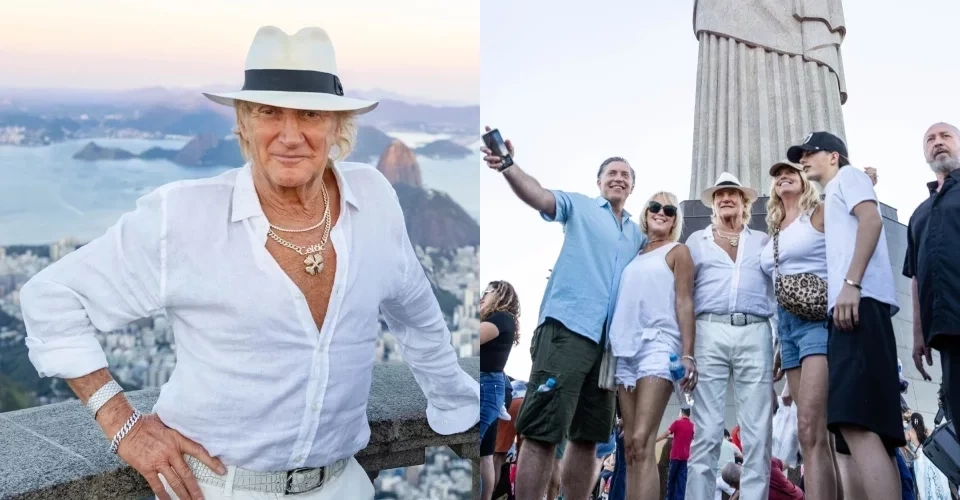 Rod Stewart visita o Cristo Redentor durante férias no Brasil; fotos!