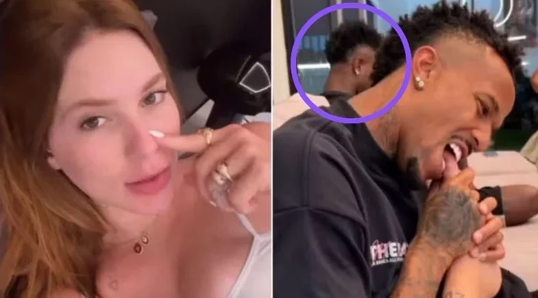 Tainá Castro se descuida e deixa Vini Jr. aparecer em vídeo de jantar com Virginia