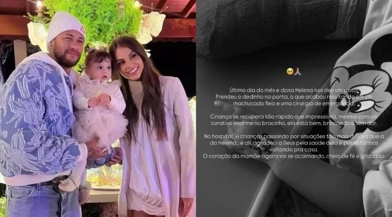 Helena, filha de Neymar, passa por cirurgia de emergência após acidente