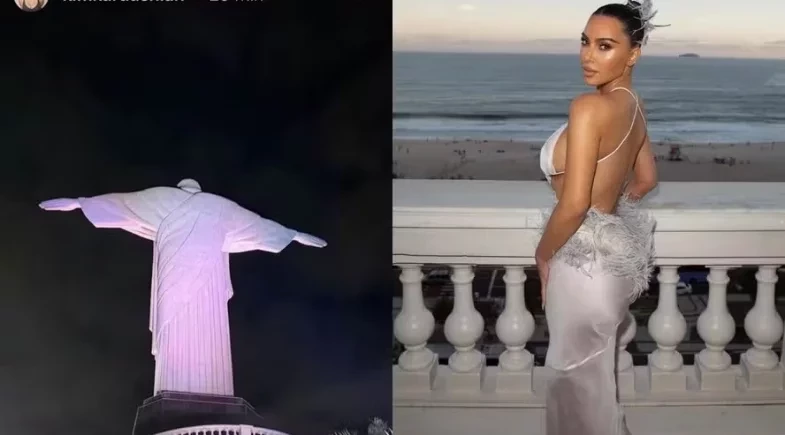 Kim Kardashian visita o Cristo Redentor durante passagem pelo Brasil
