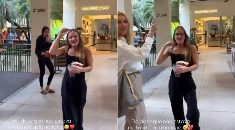 Rafa Justus é flagrada por madrasta, Ana Paula Siebert, “matando aula” no shopping