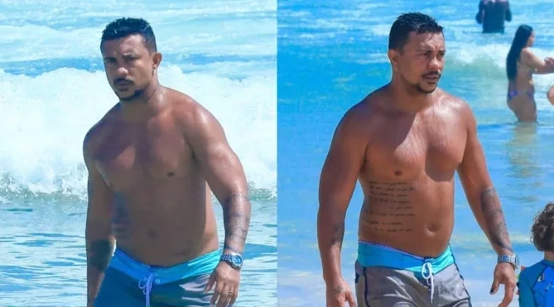 Xamã exibe corpo perfeito em dia de praia no Rio de Janeiro