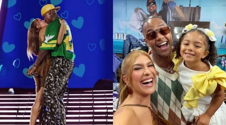 Léo Santana e Lore Improta revelam sexo do segundo filho durante show em Salvador