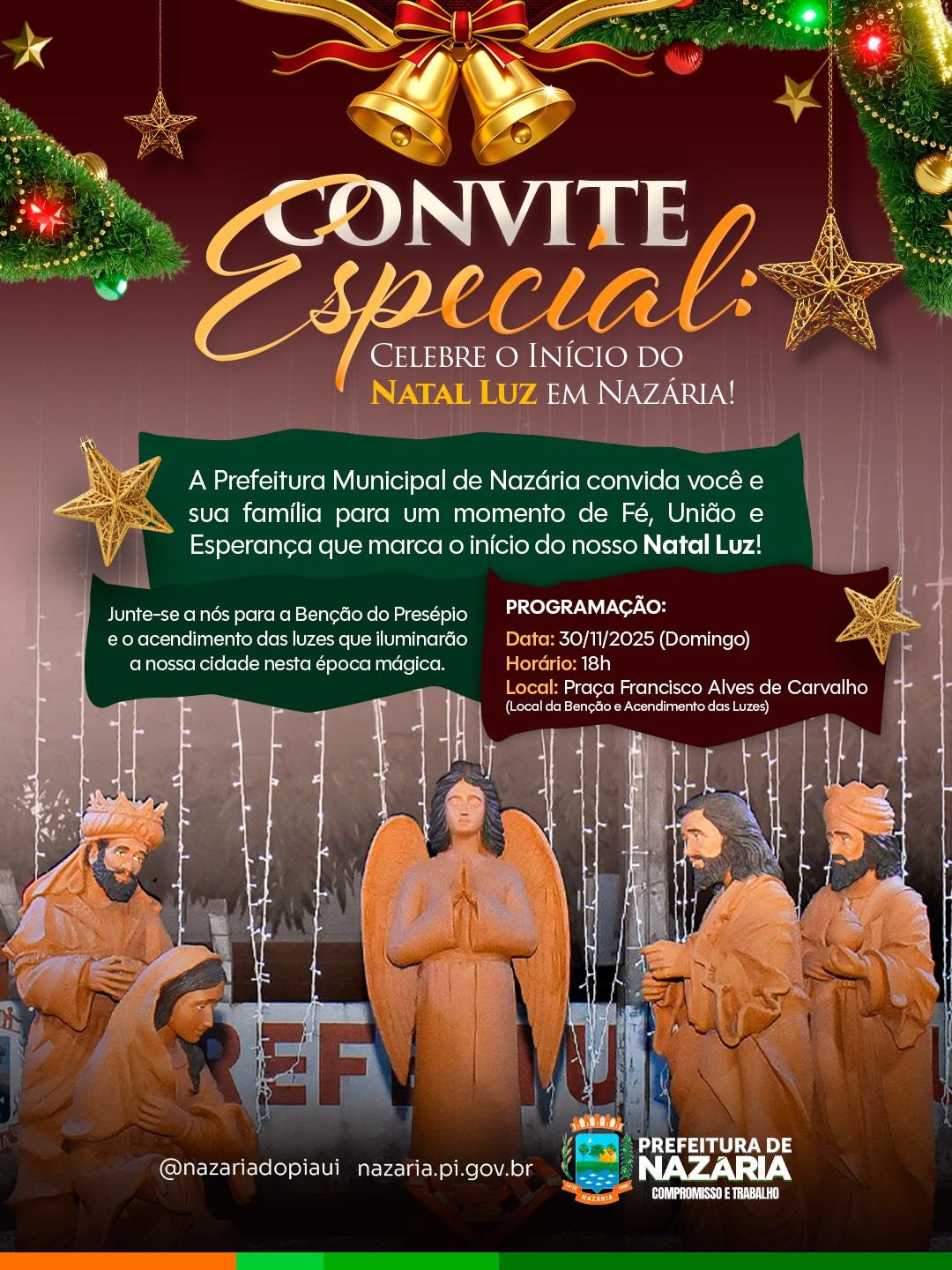 Com bênção do presépio, Nazária dá início ao Natal Luz 2025 neste domingo - Imagem 1