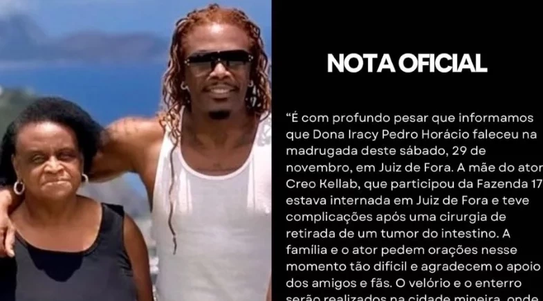 Morre a mãe de Creo Kellab, participante expulso de 'A Fazenda 17'