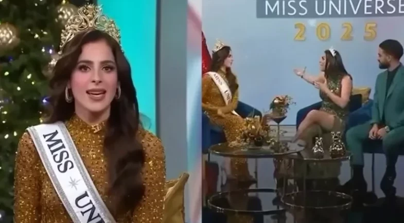 Miss Universo 2025 abandona entrevista ao vivo após pergunta polêmica