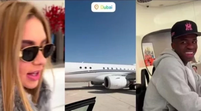 Virginia acompanha Vini Jr. em viagem para Dubai após jogo do Real Madrid