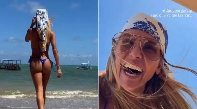 Deborah Secco se declara para o namorado em vídeo na praia: “Você me faz rir”