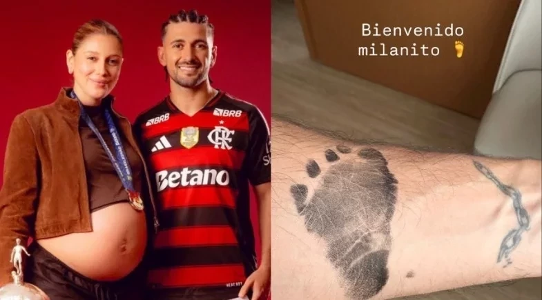 Arrascaeta, ídolo do Flamengo, anuncia nascimento do filho com Camila Bastiani