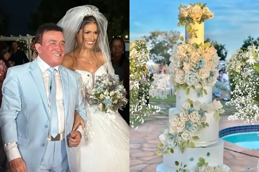Amado Batista se casa com miss 50 anos mais jovem em cerimônia luxuosa em fazenda