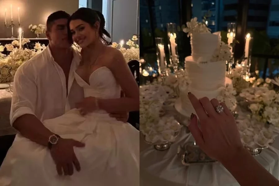 Franciny Ehlke e Tony Maleh festejam noivado em jantar luxuoso