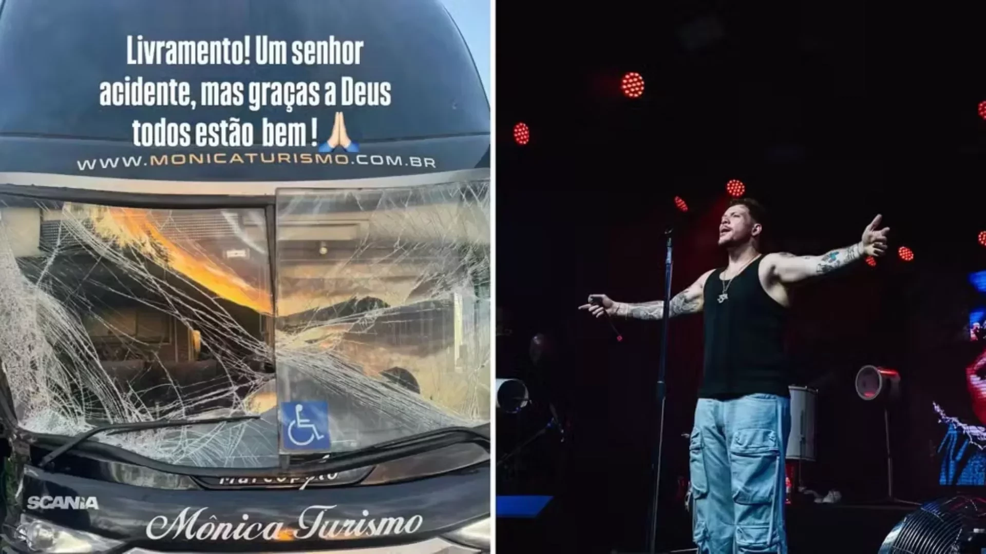 Ferrugem e equipe sofrem acidente de ônibus após show no RS: “Destruiu tudo”