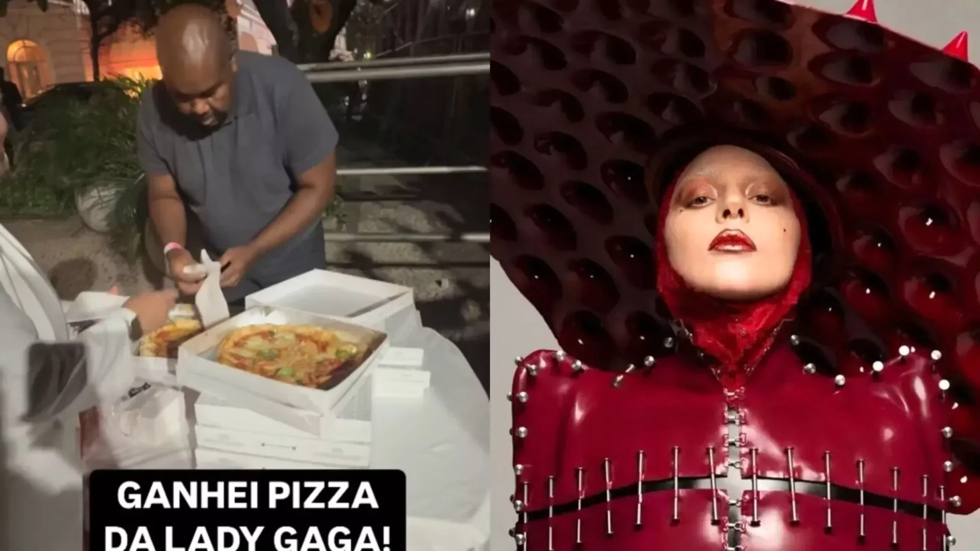 Lady Gaga entrega caixas de pizza para fãs na porta do hotel em Copacabana