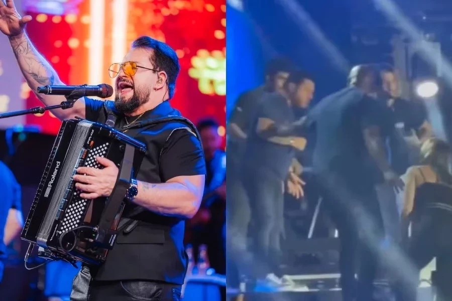Marrone, dupla de Bruno, cai de palco, bate cabeça e encerra show às pressas