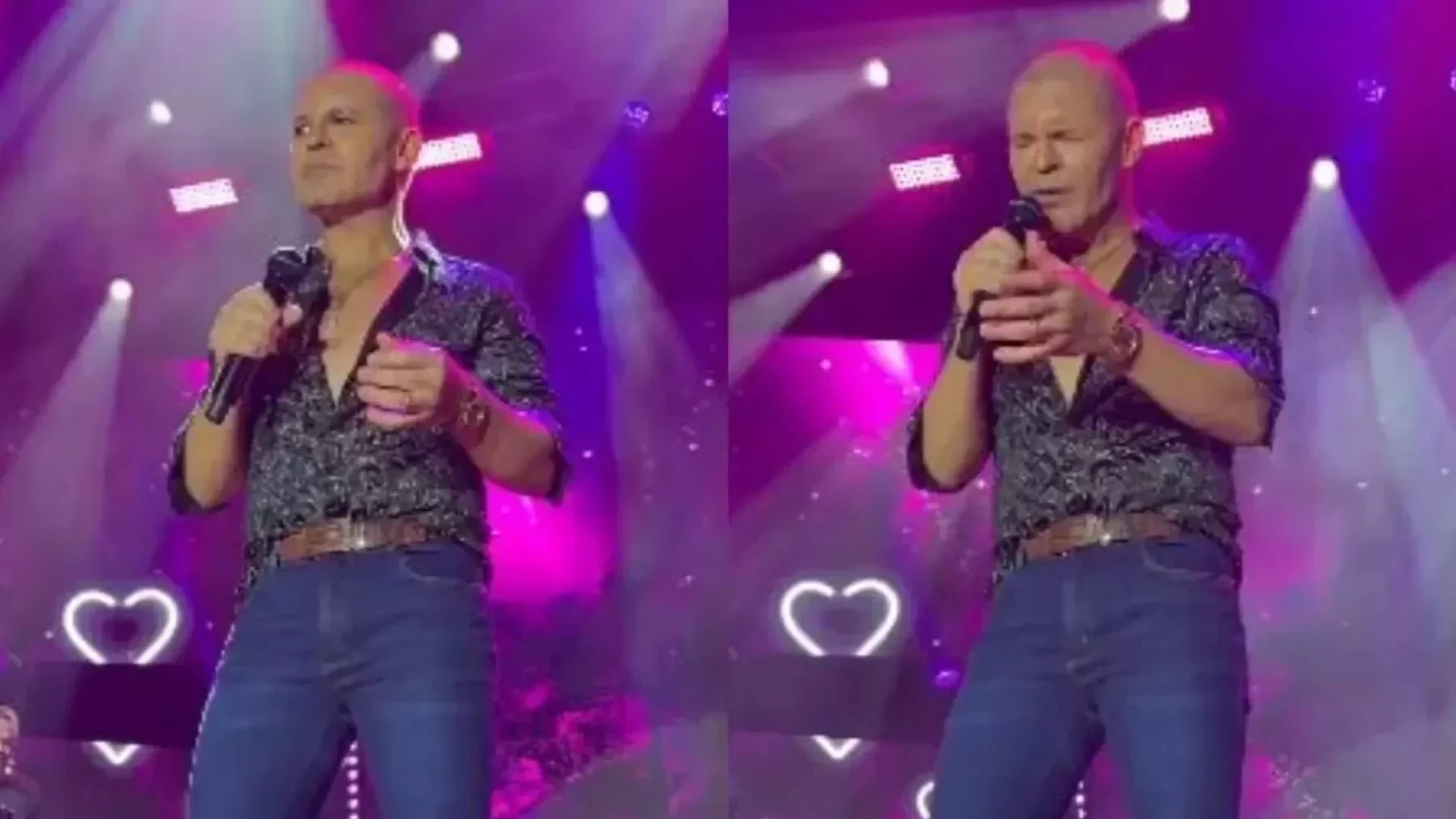 Eduardo Costa chama atenção do público ao aparecer careca em show