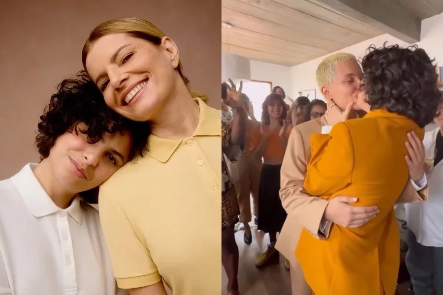 Filha de Débora Bloch, Júlia Anquier se casa com cantora Maria Beraldo