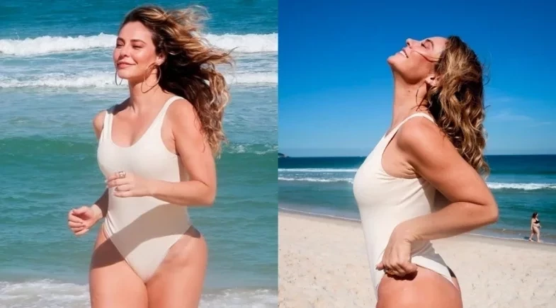 Paolla Oliveira posa só de biquíni e exibe corpo perfeito em praia do Rio