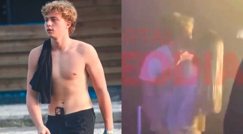 Benício Huck é flagrado aos beijos com loira em festa em Balneário Camboriú