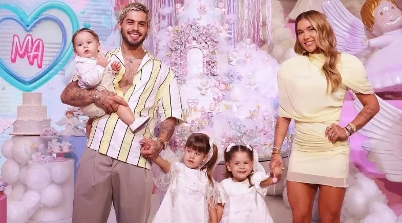 Virginia Fonseca e Zé Felipe aparecem juntos no aniversário de Maria Alice 