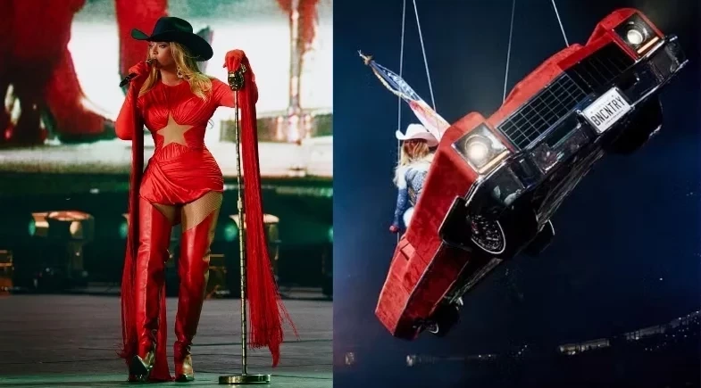 Beyoncé interrompe show após carro suspenso inclinar no ar durante apresentação